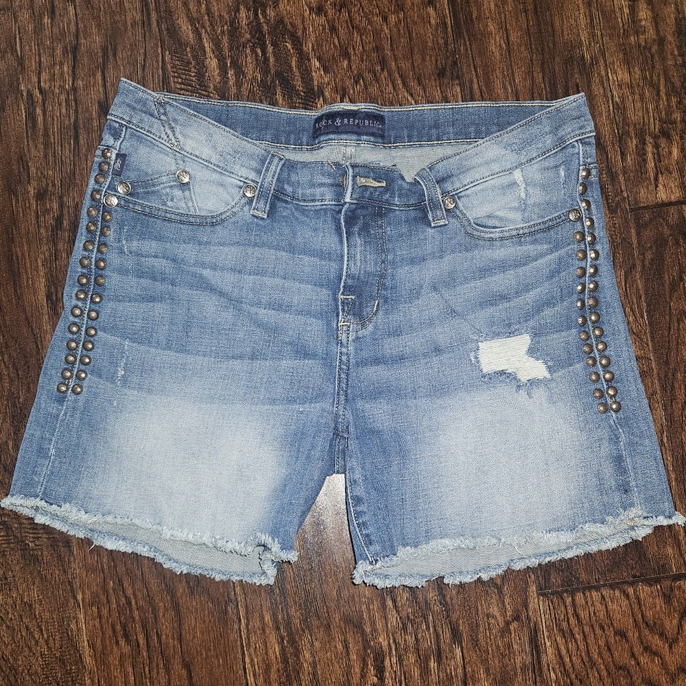 Rock & Republic Studded Denim Shorts. Size 10
